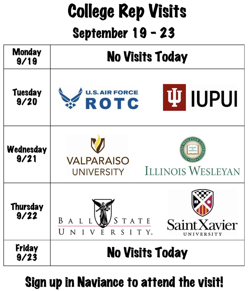 OLCHSStServices's tweet photo. @olchsdaily @OLCHSNews 
This week kicks off college rep visits!  Sign up in Naviance to attend a visit.
#olchspride https://t.co/jEqch9Rdq5