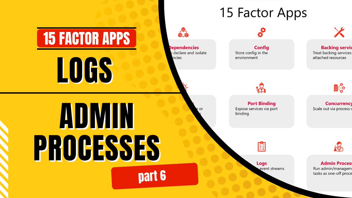 nileshgule's tweet photo. ๐ข๐ขJust published
6th part of the #15FactorApp series covering Logs and Admin Processes
Treat Logs as stream of events and run admin/management tasks as one off process
https://t.co/mYJ6Px3xY3
#FifteenFactorApp #cloudnative #serverless #k8s #azure #12FactorApp https://t.co/yE2mtEz1XF