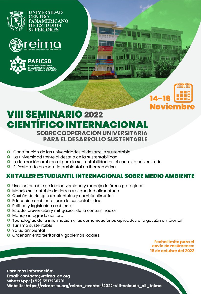 paficsd's tweet photo. ⚠️ ATENCIÓN ⚠️
🕑 Se extiende el plazo para el envío de ponencias hasta el 15 de octubre
📲 Más información: 👉contacto@reima-ec.org
#congresos  #congresosreima #eventoscientíficos #reima #formaciónprofesional #reimacongresos #eventoscientíficos https://t.co/vxmZFkmIGH