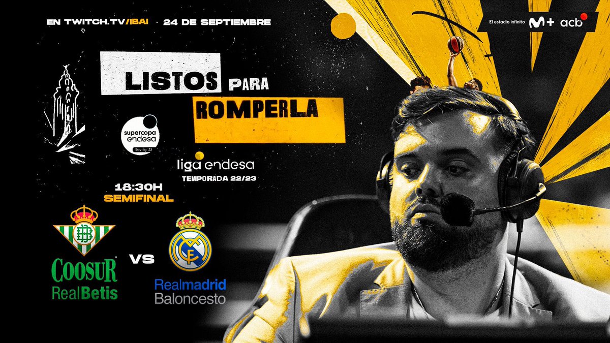 IbaiLlanos's tweet photo. Este sábado 24 a las 18:30 estaré narrando en mi canal de Twitch las semifinales de supercopa entre Betis y Real Madrid.

Con imagen y gratis tanto para España y LATAM. 

Me hace muchísima ilusión poder hacer esto. https://t.co/I43zZfhfyR