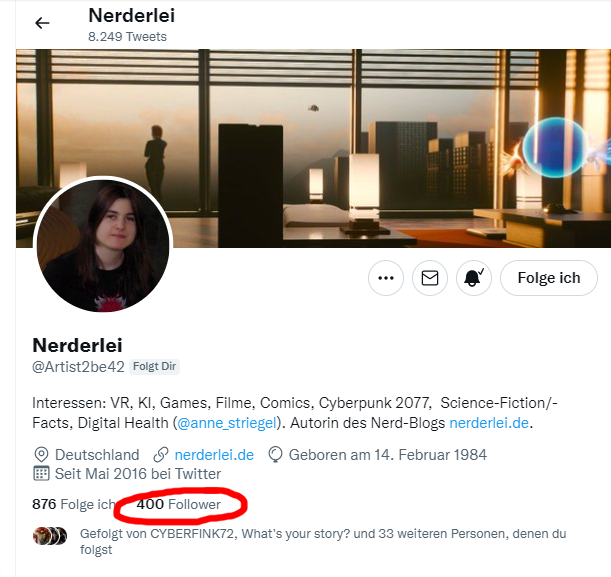 Nastja_the_Mox's tweet photo. Na das wurde ja auch endlich mal Zeit☝️
Gratuliere @Artist2be42 zu 400 Followern. Dann nehmen wir mal die nächsten 1677 in Angriff.
(Und wer es noch nicht weiss: Sie hat auch einen tollen Blog, wo man auch eine tolle #KI-Serie und Nerdzeugs findet:
https://t.co/aS0icgHI68 ) https://t.co/UTqPsYwEjF