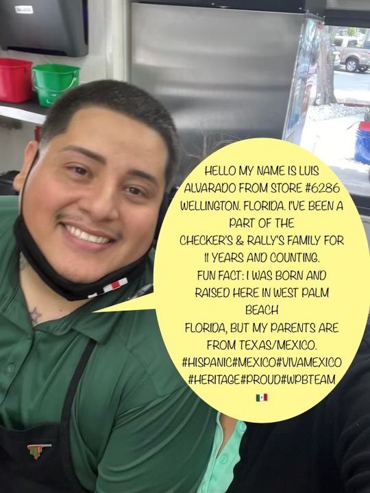 RallysC's tweet photo. Hola, soy Luis! A native of West Palm Beach and now in Wellington, FL. #IMatter #CheckersRallysCareers https://t.co/To7VhLOenl