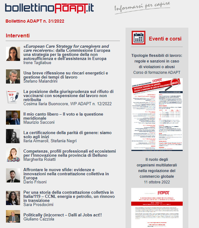 bollettinoADAPT's tweet photo. 🔴#BollettinoADAPT n. 31/2022
#caregivers #orariodilavoro #paritàdigenere #jobsact #elezioni2022 #relazioniindustriali #contrattazionecollettiva
#openaccess
▶️Leggi qui: https://t.co/zRaJXmcvQC
✍️ Iscriviti alla newsletter: https://t.co/SJemoCmA8r https://t.co/Bzy4wP3GuR