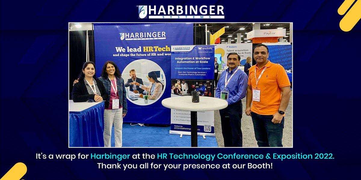 Harbinger_Grp's tweet photo. The #HRTechConf 2022 was one of the most exciting and insightful HR events for Harbinger. Full of great #opportunities, meaningful #conversations, and valuable #connections.

We would like to stay connected with you beyond the conference. Contact us at hsinfo@harbingergroup.com. https://t.co/LMHIAokjOt
