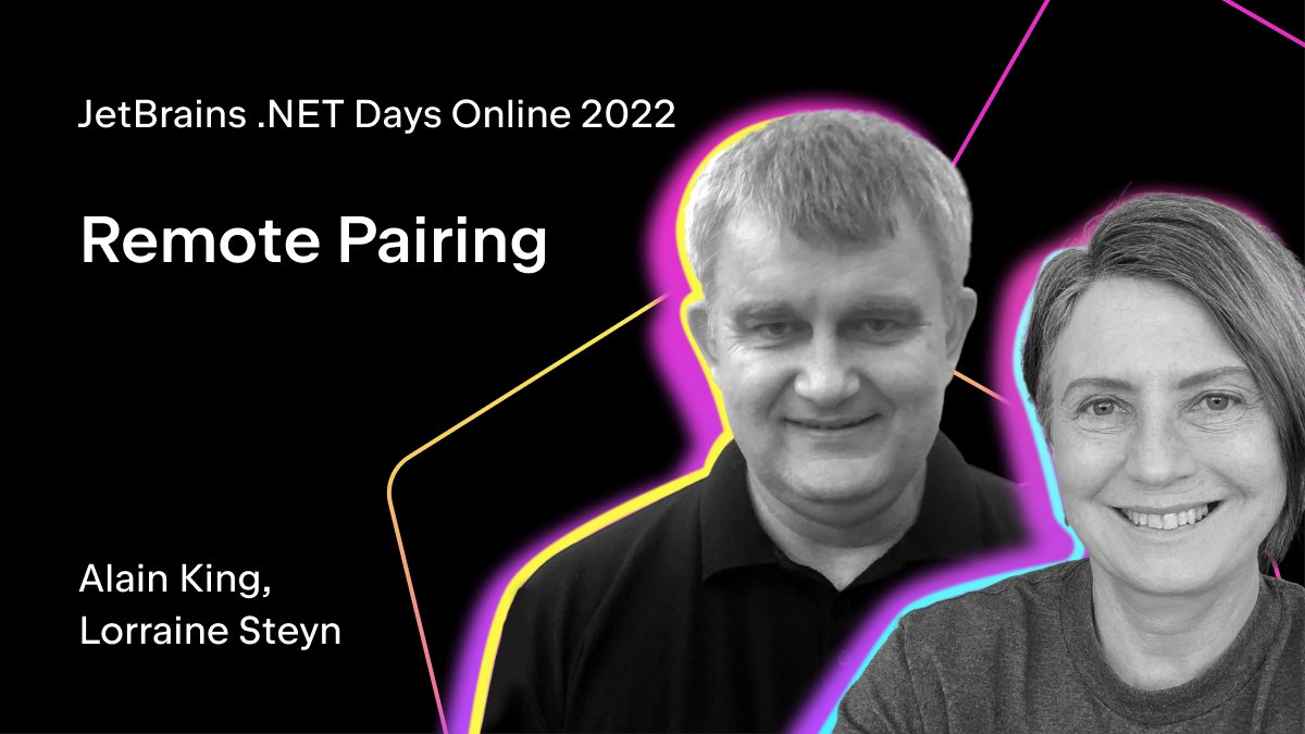 Introducing .NET Days Online 2022 speakers and talks: 🎙 Remote Pairing, by @alainkingza and @lor_krs 🗓 October 25, 12:30–1:15 pm UTC 🎟 Details and registration: pages.jetbrains.com/dotnet-days-20… #JBDotNetDays #dotnet