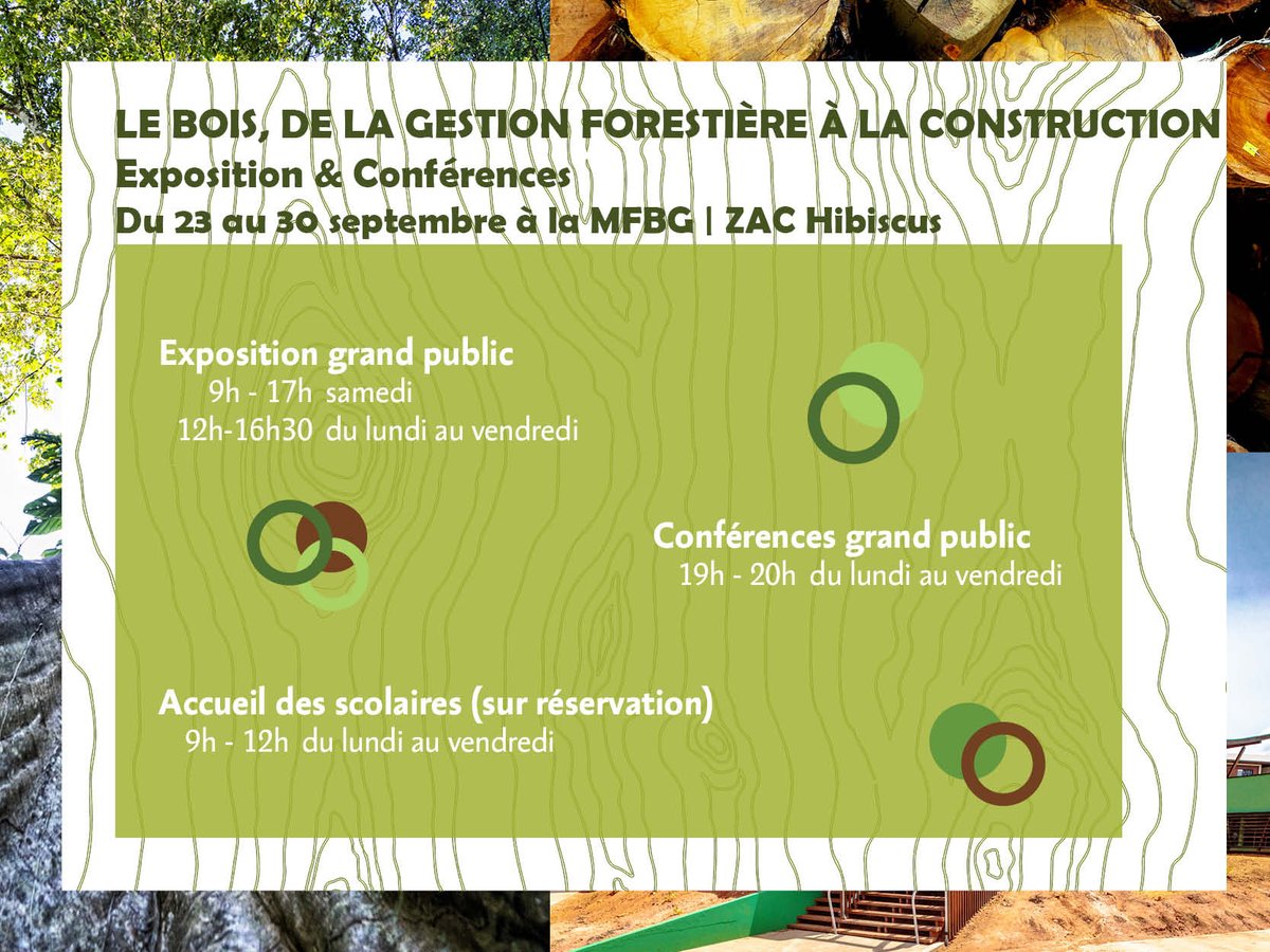 CanopeeSciences's tweet photo. Cette semaine, exposition sur le bois, à proximité du campus de @univguyane
Conférences avec #AQUAA, @ARDI_GDI , @ONF_Officiel, #Interprobois, @CNRS, @ademe
🌳🪵
+ d'infos ici
https://t.co/8hlbR69joa https://t.co/TTfEQp6c0a