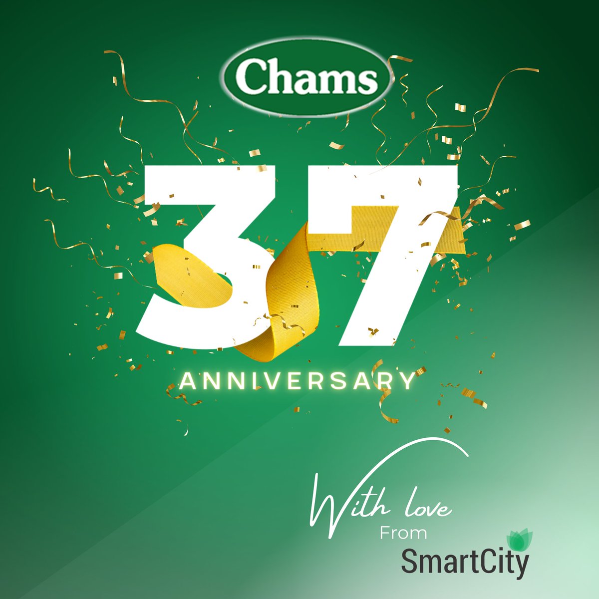 smartcityplcng's tweet image. We heartily celebrate with Chams HoldCo. PLC on its 37th year of providing innovative digital solutions.
Cheers to more years of innovative solutions
@chamsplc 
#anniversary #chamsplc #chamsplcanniversary #smartcity