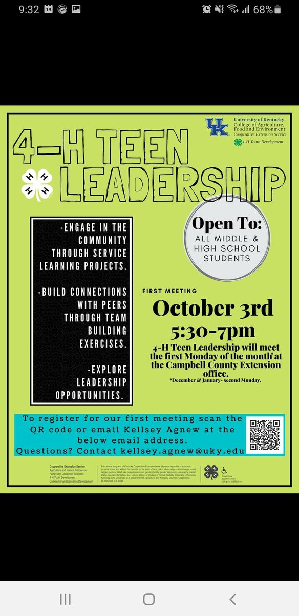 Luvurneighbor68's tweet photo. Calling all teens interested in @KY4H. Wait, teens don't answer their phones. Snapping all teens... https://t.co/GioToAqwIw