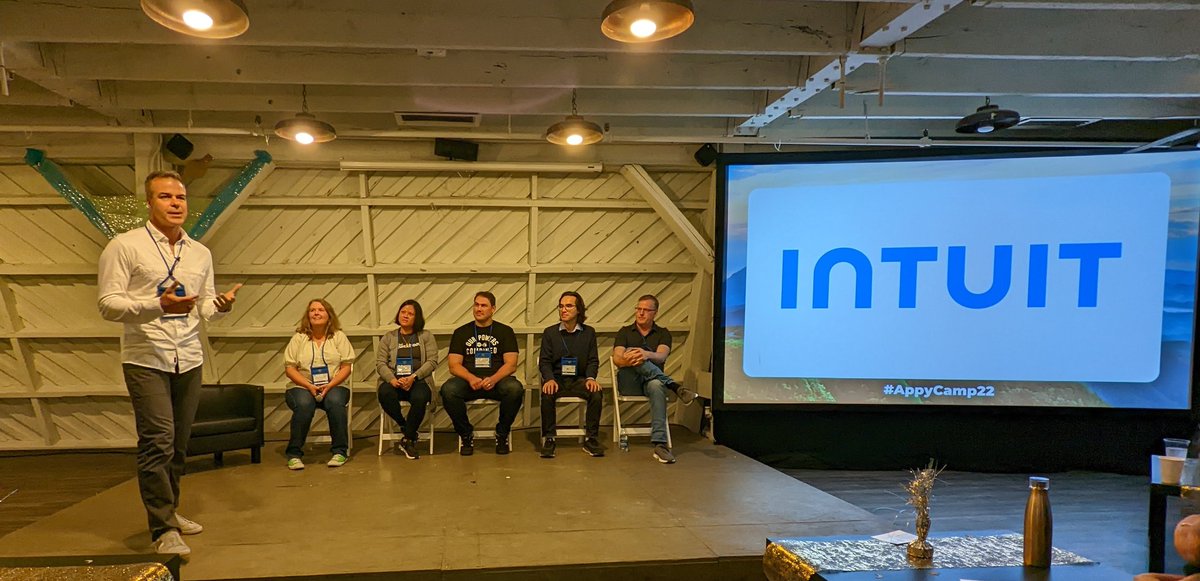 qbappyhour's tweet photo. #PanelTime Have you ever thought about how you would transform your partnerships within the accountant community? We are about to find out with this panel led by @_tedcallahan featuring @kamsbaugh Joe Black, Johanna Wee, Ryan Ward & Kai Ung from @IntuitAccts #appycamp22 https://t.co/8jg92yymAi