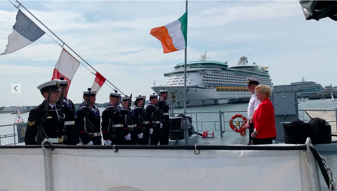 The Irish Naval Ship L.É. James Joyce docked right here in the Gulf of Maine this weekend. It was a privilege to be invited on board by Lieutenant Commander Donnchadh Cahalane, who celebrated 20 years of service yesterday. May the wind be always at your back! 🇮🇪☘️🚢
