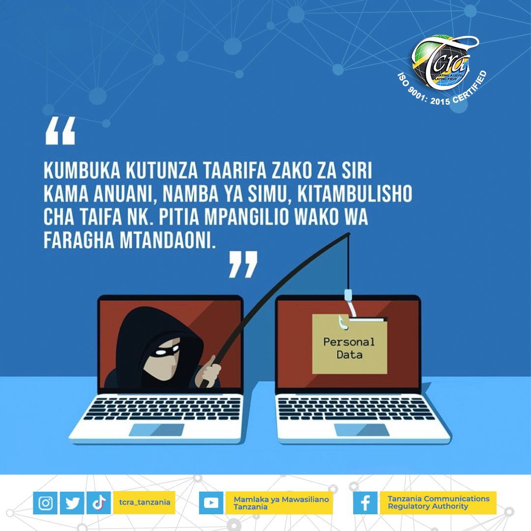 MackdeoShilinde's tweet photo. Vidokezo vya Usalama Mtandaoni 🚨 Utunzaji wa Taarifa zako
.
.
.
.
.
.

#tcra #officesafetytips #cybersecuritytips #awareness #tanzania #Netiquette #tzcert https://t.co/LrBfrC1Szg