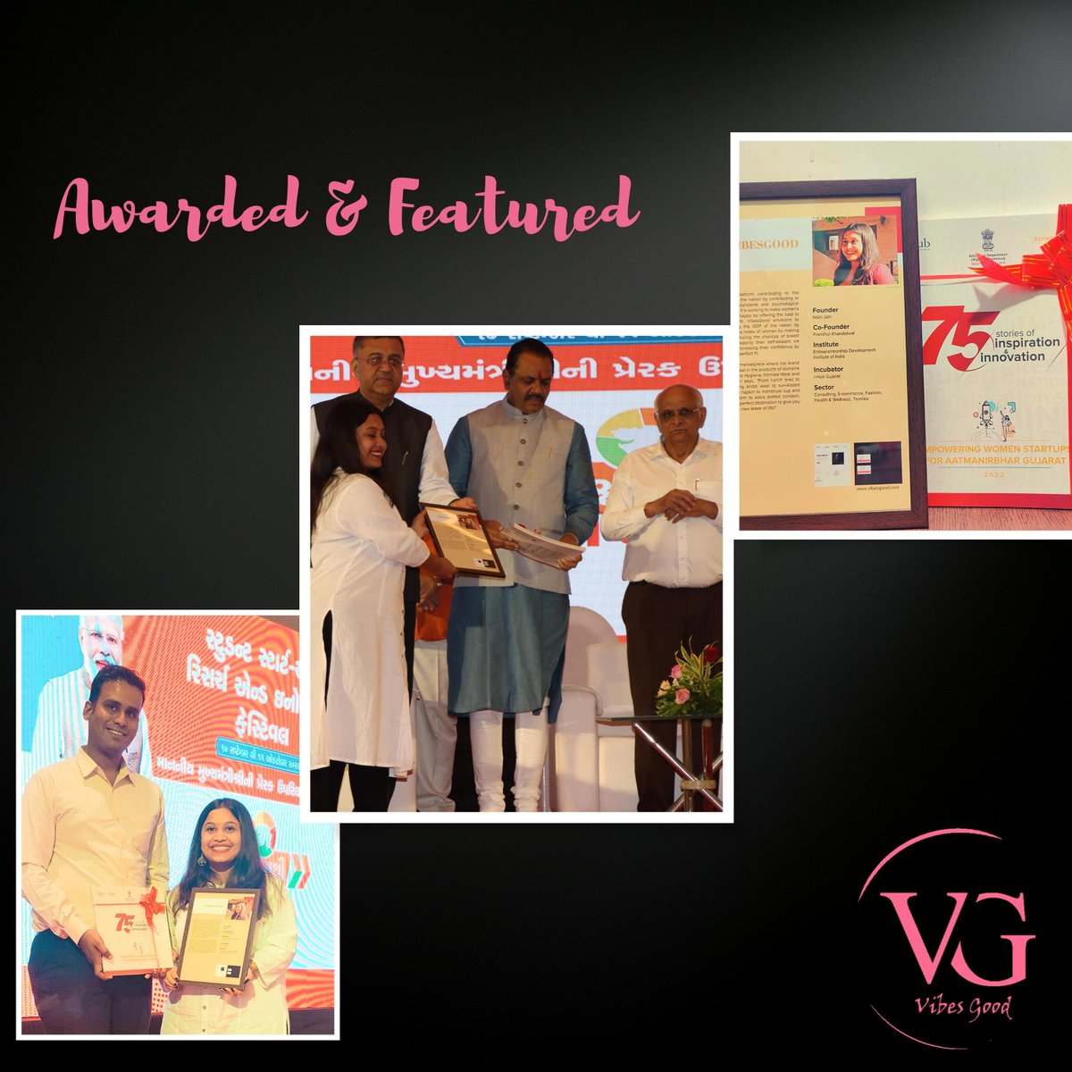 vibesgood0722's tweet photo. 𝗩𝗶𝗯𝗲𝘀𝗚𝗼𝗼𝗱 is delighted to be a part of one of the top outstanding startups and featured in the coffee table under the top 75 womenpreneur startups to be awarded by CM of Gujarat.. 
#VibesGood #outstanding #featured #awarded #startup #startupindia #coffeetable #women https://t.co/6Oq2FYsxI0
