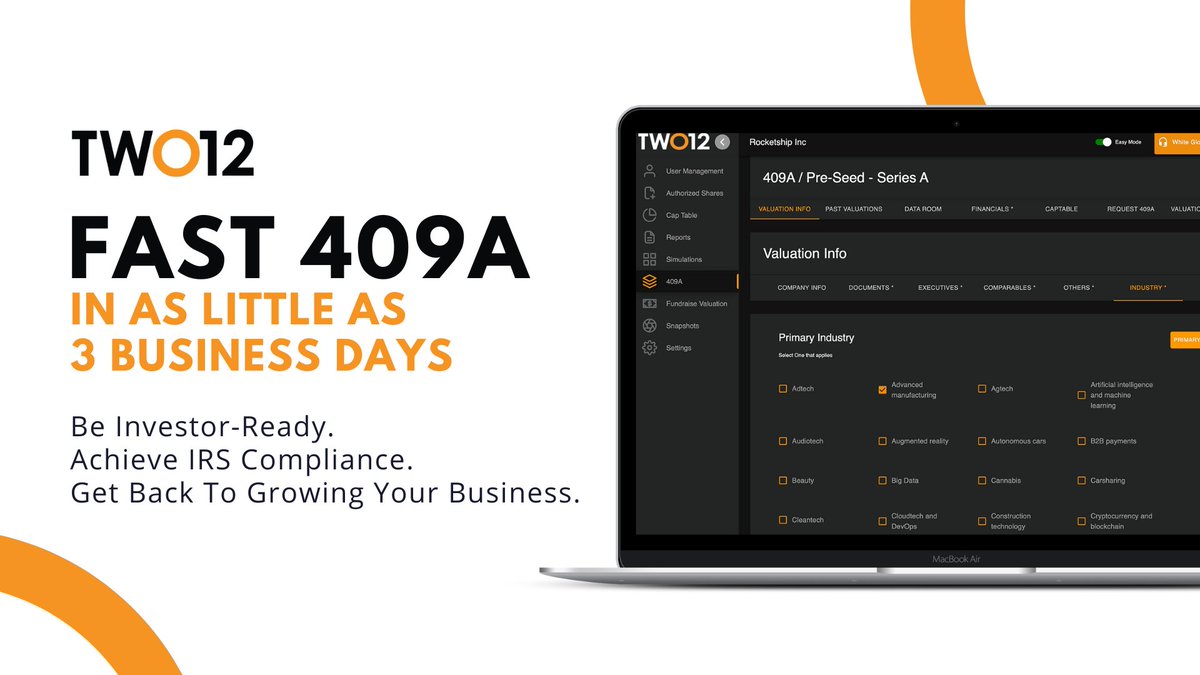 T12_ai's tweet photo. 409A compliance used to take weeks as well as dozens of emails and phone calls.

Not anymore. 

Get 409A compliant in as little as 3 business days, headache-free. 

Be ready for investors, achieve IRS compliance, and get back to growing your business.

#startup #409a #investors https://t.co/0AJM3HLcSH