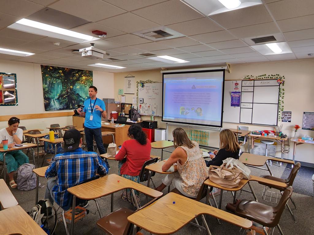 swhittaker86's tweet photo. Fantastic sessions this morning for @PowayUnified staff! Collab between teachers and inst. assistants, drop labels at the door, using stop motion for accessible, access to all content for diverse learners, &amp; aca. convos  and many more! Next up @tweetsomemoore! https://t.co/Mf17AbcbKi