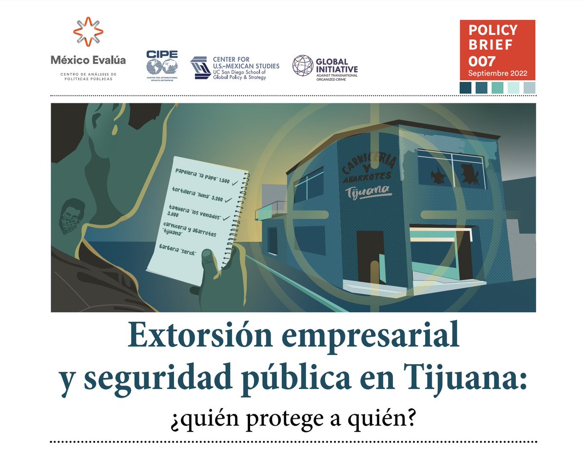 romainlecour's tweet photo. Publicamos 📢 Extorsión y Seguridad Pública en Tijuana

El cobro de piso como mercado por la protección.

Preguntas: ¿quién te protege? ¿el Estado? ¿otros actores?

Investigación de campo e informe p/@mexevalua

▶️ https://t.co/eLNpt72nya

Alianza c/@CIPEglobal @USMEXUCSD @GI_TOC https://t.co/9Hi3QkxQxm