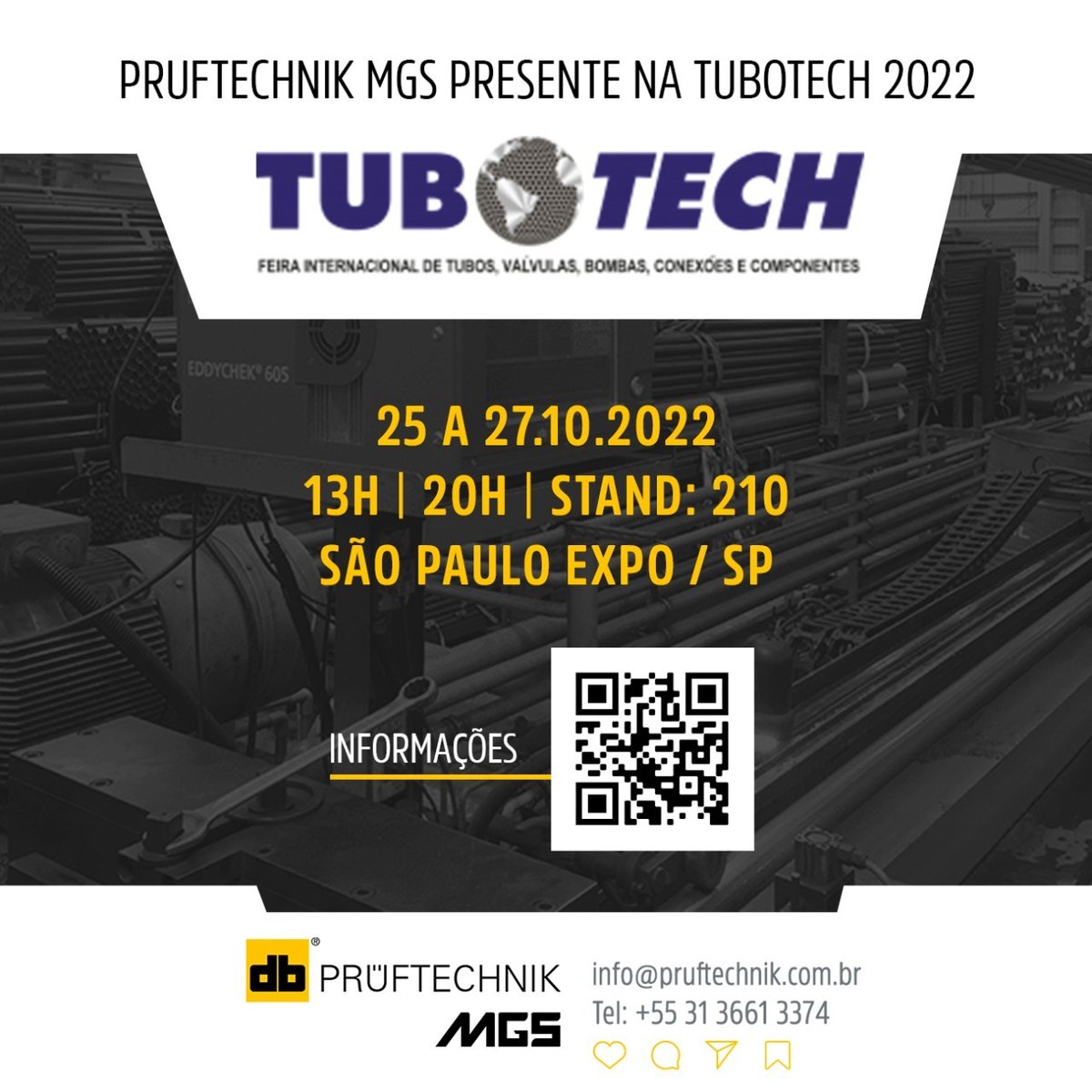 mgstecnologia's tweet image. Estaremos presentes na TUBOTECH 2022. Faça-nos uma visita!
.
.
.
#pruftechnikmgs #tubotech #tradeshow