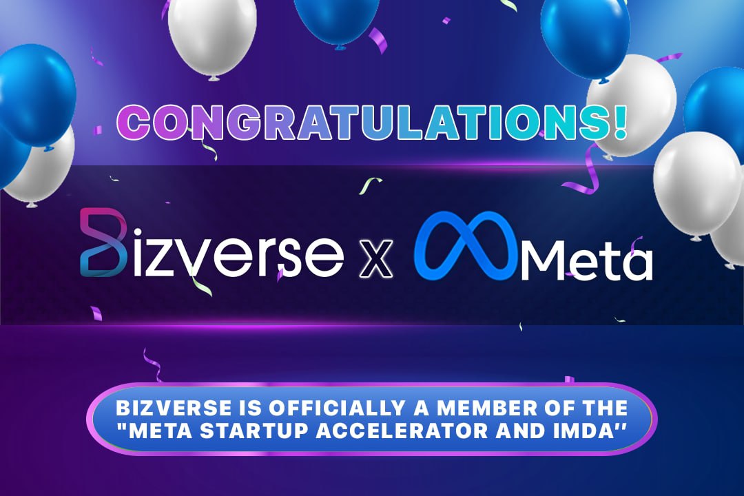 BIZVERSE IS OFFICIALLY A MEMBER OF THE "META STARTUP ACCELERATOR AND IMDA’’ 
 
Yeah! The collaboration between Bizverse and Meta will be officially started from now on.
 
Stay tuned!

#partnership #Meta