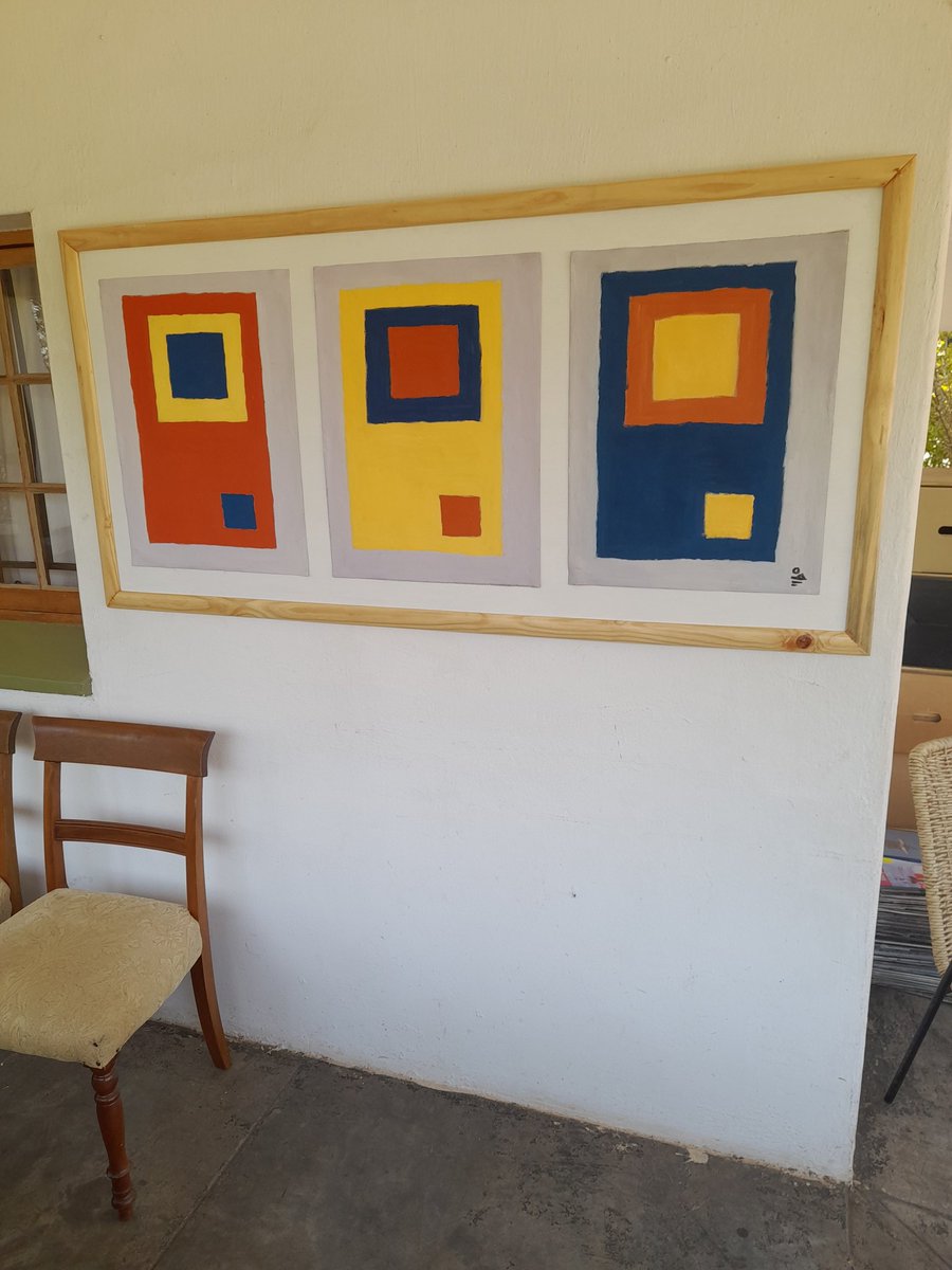 jnwakeling's tweet photo. The Prodigal Son returns. My painting "Origins" which was exhibited at Artillery Gallery ZW in June last year has found its way home. Here it is today on display on The @WhiteHouse Verandah at @bigtreeharare Thanks to the team at Artillery Gallery for taking such good care of it. https://t.co/YE02F7SPtP