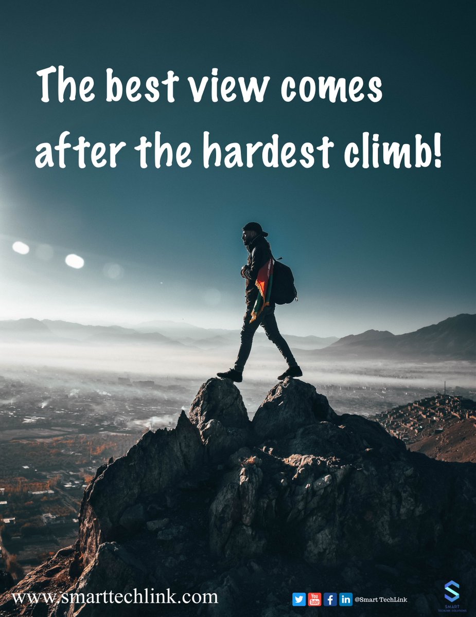 SmartTechLink's tweet image. The best view comes after the hardest climb!
.
.
.
 #SmartTechLink #smarttechlinksolutionsinc #STS #CanadaJobs #USAJobs #ITJobs #contact #IT #Staffing #recruiter #USArecruiter #CanadaRecruiter #climb #best