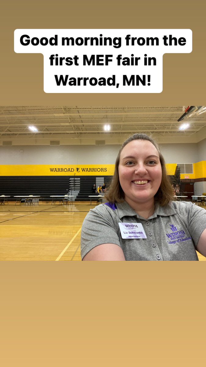 AdmissionRepLiz's tweet photo. Good morning from the @MinnACAC fair at @WarroadS! 
.
#WSUComesToYou @winonastateu @WSUvisits #WarriorLife #MeetWhatsPossible https://t.co/ptnOjJTZt4