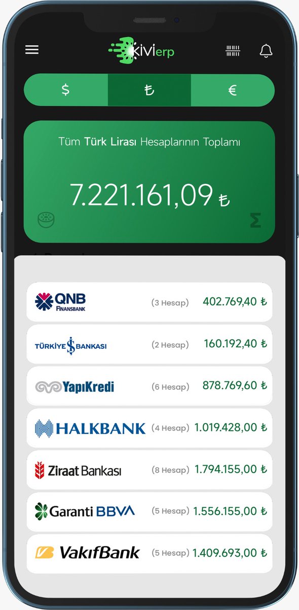 Tüm bankalar kiviERP mobil in içinde.  İşlemin üzerine basın ve faturanızı oluşturun. 
#kiviERP