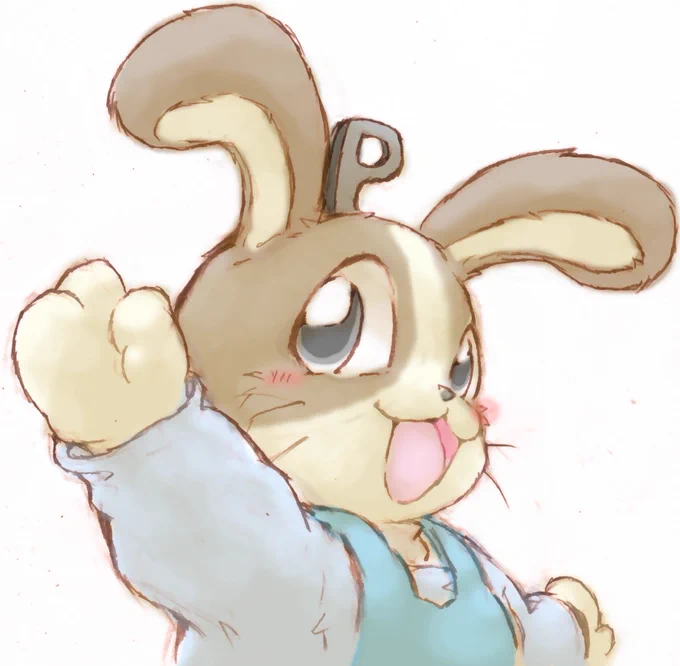 #リプ来たキャラの顔だけ描く 今回分の第一弾! ちょっと病み上がりだけど描いた～ウオノメチャッピーさん()からのリクで宇佐美ってガソリンスタンド・・・かな? そこのマスコットのうさっぴぃ!ご当地キャラかなとおもったら企業マスコットだったのねー 