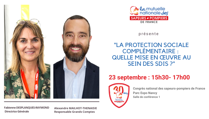 MNSPF's tweet photo. [🗓️CONFÉRENCE SUR LA PSC : QUELLE MISE EN ŒUVRE AU SEIN DES SDIS ? ] - RDV le vendredi 23/09 à 15h30 lors du #CNSPF2022 à Nancy, animée par la Directrice Générale de la MNSPF, @RAYMONDMNSPF21  et @AMT_MNSPF , Responsable Grands Comptes.
#protectionsociale #sdis #fonctionpublique https://t.co/qjNP7zBEtk
