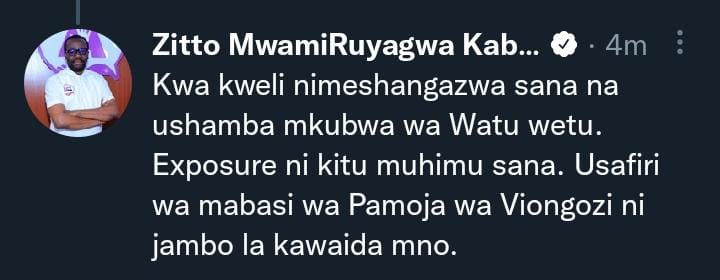 IAMartin_'s tweet photo. Tukubaliane na m-serikali Zitto Kabwe. Tumtake amueleze Samia kwamba, itakuwa vyema sana katika ziara za serikali sasa aanze kutumia usafiri wa basi. Basi moja libebe Rais, Makamu wa Rais, Waziri Mkuu, mawaziri na wengine. Hii itasaidia kupunguza matumizi ya serikali. Itapendeza. https://t.co/hmpxAFuG0D