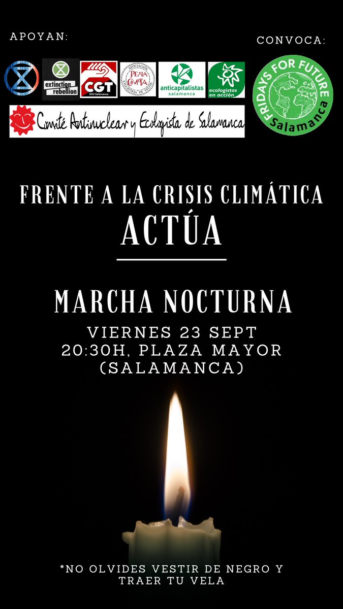 Oficialmente lanzamos el cartel de la convocatoria para la manifestación de este viernes 23S.🕯La crisis climática está aquí, es real y debemos actuar YA. #GlobalStrike #Democratizalaenergia #PeopleNotProfit <a href="/JuventudXClima/">Juventud Por El Clima - Fridays For Future España.</a>