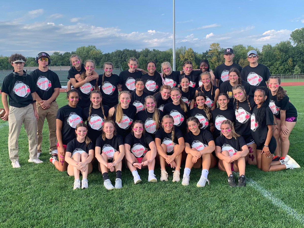 MasonCityCSD's tweet photo. Riverhawk Homecoming 2022 kicked off this past weekend!  Powderpuff Football was a success and the Juniors took home the WIN! https://t.co/1HUFSGpMwU