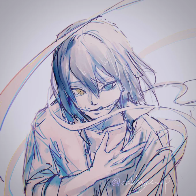 鎖骨を見せて舌なめずりしてる0871というお題をお絵描き伝言ゲームで出したんだけど自分でも描きたくなったのでワンドロrkgk 
