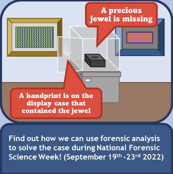 MSHPCrimeLab's tweet photo. We are celebrating National Forensic Science Week. There will be clues released throughout the week along with information on how we solved the crime. #nationalforensicscienceweek https://t.co/XoJHZiClwa