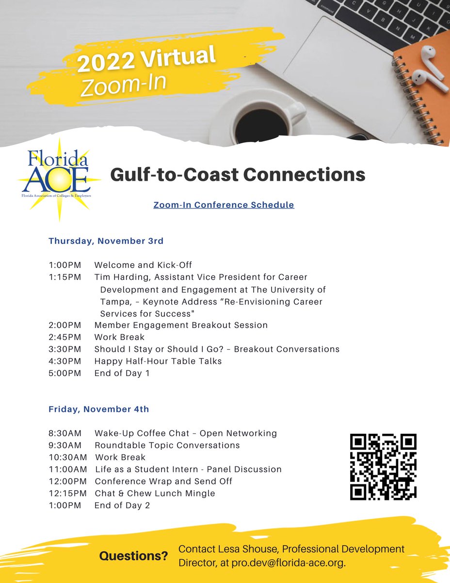 Join us for this year's "Zoom-In" where it's all about making connections and growing your FloridaACE network! ✨💻🤓

FloridaACE members and non-members are welcome to register! Link in bio🔗

➡️ Thursday, November 3rd: 1-5pm
Friday, November 4th: 8:30am-1pm

#FloridaACE #ZoomIn