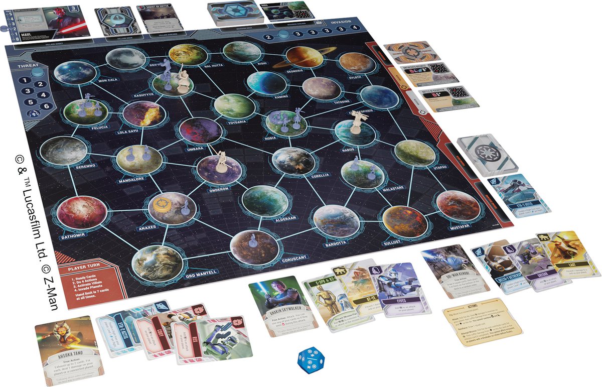 BoardGameGeek's tweet photo. Star Wars: The Clone Wars is a new take on @mattleacock's Pandemic courtesy of Alexandar Ortloff &amp; @Zmangames_, with 1-5 players using their Jedi powers to fight the Separatist threat. Due out in October 2022.

BGG game page: https://t.co/85jizXOzZJ https://t.co/Z4QxhAEkVO