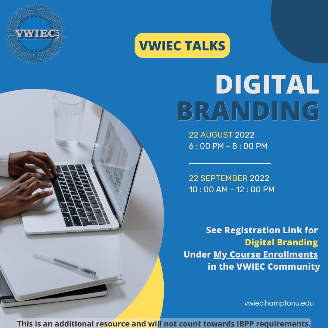 Don't miss out on this Digital Branding Course through the Virginia Workforce Innovation and Entrepreneurship Center on Thursday, September 22nd! 
Register here: ow.ly/mtW950KMSbS
#economicdevelopment #smartmoveforbusiness #PortsmouthProud