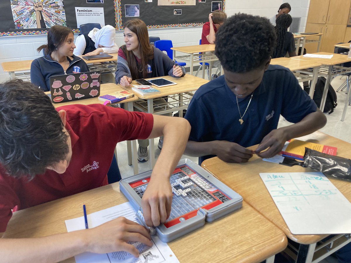 SAB_English's tweet photo. A heated game of #Scrabble in OLC this morning. #literacyforpoints #wordsforbraggingrights https://t.co/PCkI9kcj8B