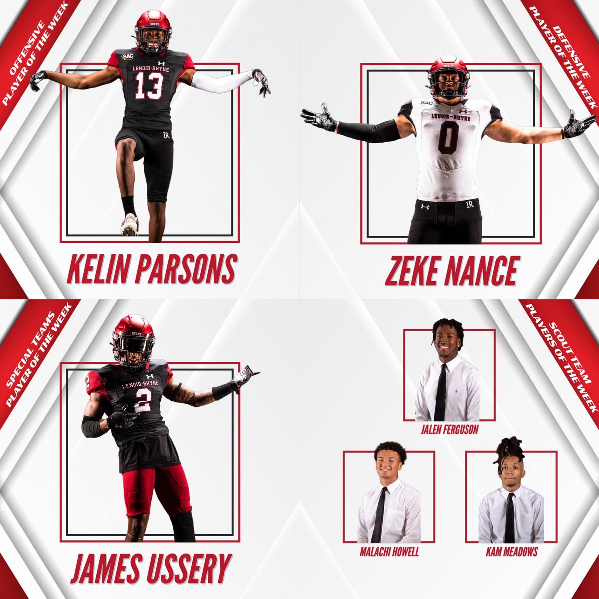 𝐁𝐞𝐚𝐬𝐭𝐬 𝐨𝐟 𝐭𝐡𝐞 𝐖𝐞𝐞𝐤 🧱🐻🧱

<a href="/ParsonsKelin/">kelin parsons</a> 
<a href="/ZekeNance0/">Zeke Nance</a> 
<a href="/JamesUssery_/">James Ussery</a> 
<a href="/2kFerg/">Jalen Ferguson</a> 
<a href="/MalachiHowell22/">Malachi Howell</a> 
<a href="/MeadowsKameron/">Kam Meadows</a> 

#GOBEARS