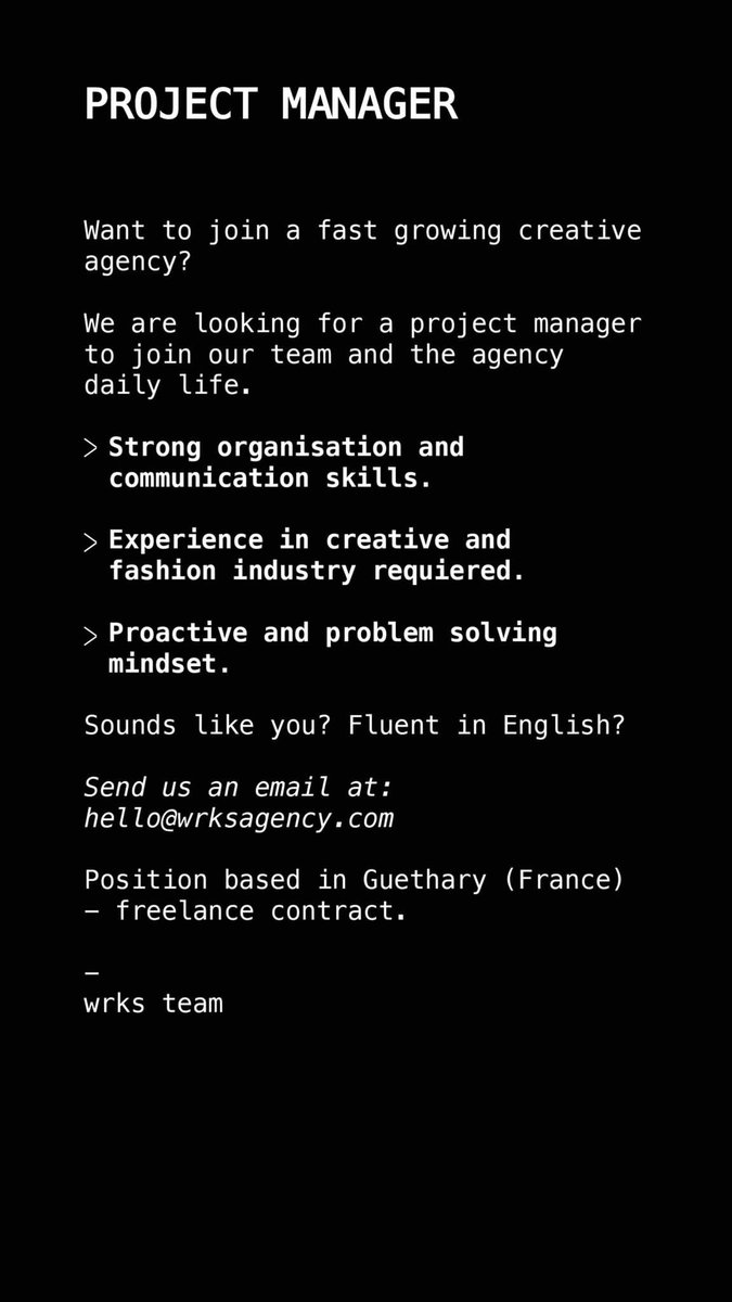 🚨 JOB ALERT 🚨 
Project Manager 
Freelance
📍 New office in Guethary