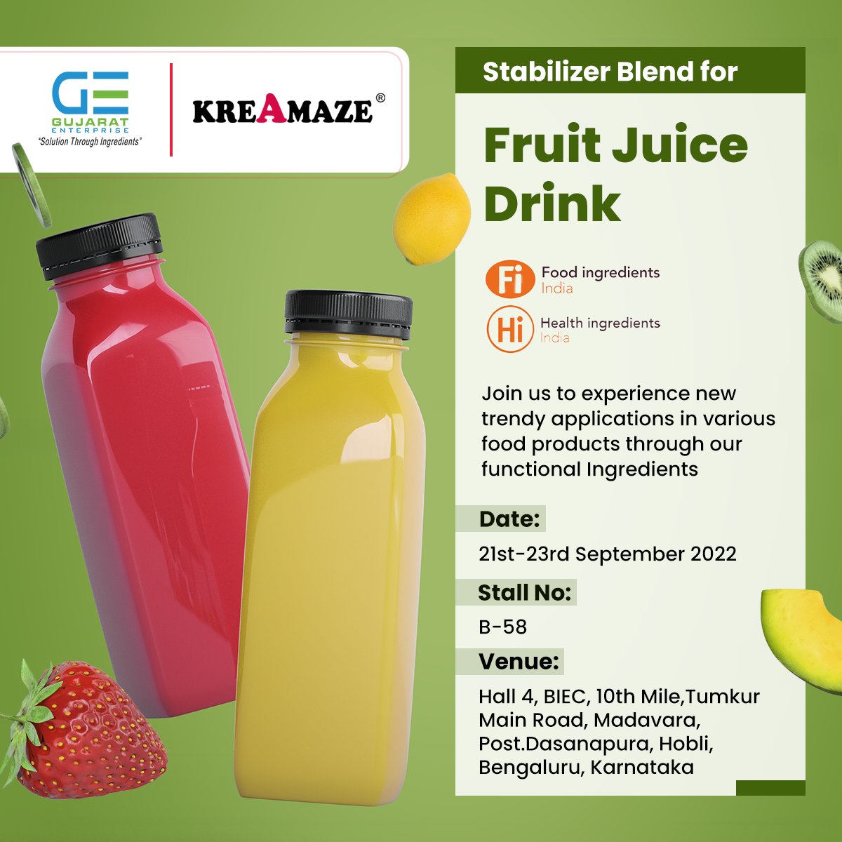 Novasol_ing's tweet photo. Enhances the Quality of the Fruit juice drink with our KreAmaze Stabilizer blends.

We are thrilled to be attending Fi India &amp; Hi 2022.

Visit us 21st – 23rd September 2022 at stall no. B-58, and feel free to ask your queries. Save the date now.

https://t.co/zw9MxWhGcU

#fihi https://t.co/l5Y2b8zVd8