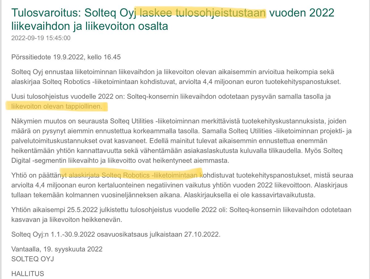 zijoittaja's tweet image. Ei nyt ☀️ oikein paista tälle teqille. #Solteq jää tappiolle tänä vuonna. 📉 -5% asap.