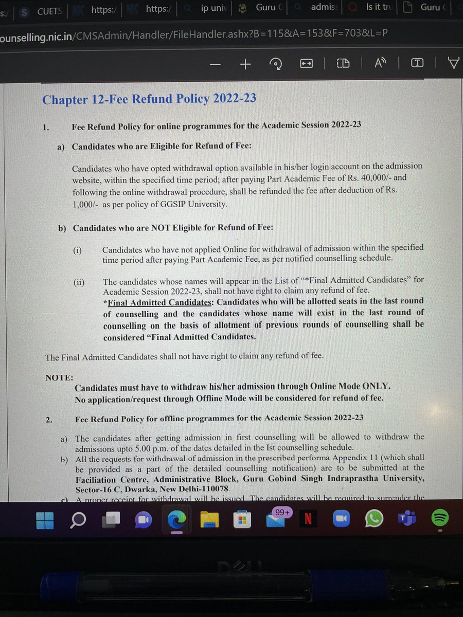 ranjanarora72's tweet photo. @VCggsipu Sir we are expecting a reply from you regarding your withdrawal policy as the mentioned policy on your website doesn’t adhere to the norms of UGC guidelines.Kids have to follow your policyorUGC Policy.We need your stand on this.@GGSIPUIndia @Rajnish_UGC @ugc_india https://t.co/H7g43UmY9u