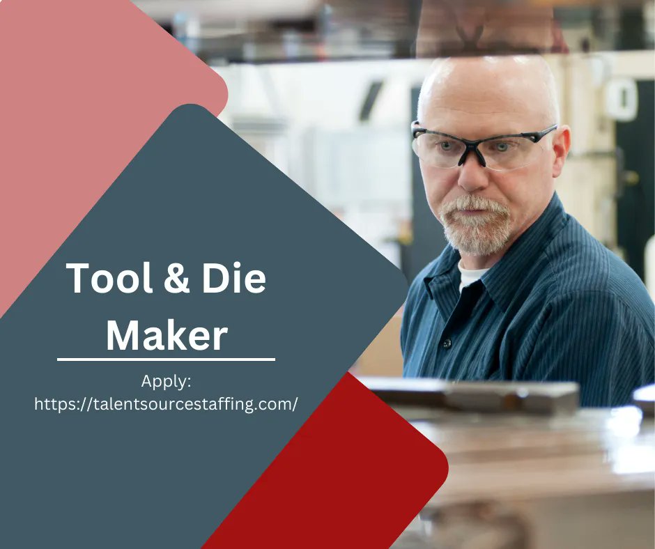 TalentSourceStf's tweet photo. Are you an experienced Tool &amp; Die Maker looking for hands on experience &amp; ready for expand your career with a great local company?! Check out this job! https://t.co/iopMaGlmWO  #tool #nowhiring #hiring #machine #talentsource #smartrecruiting https://t.co/dNoleznGok