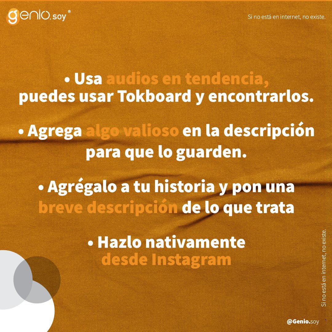 GenioSoy_'s tweet photo. En Genio Soy te decimos cómo tener más vistas en los #reels de tu #negocio. ¡Apúntalos!  👀 https://t.co/ZQFgLtOk8G
