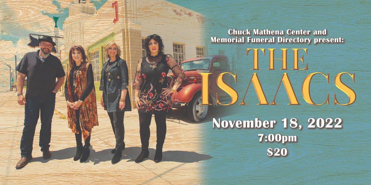 ChuckMathenaCtr's tweet photo. Grand Ole Opry members The Isaacs are on sale NOW online and in the Box Office at 9:00AM!
Their last visit to CMC was a sell-out, get your seats today! 
https://t.co/IcfcsTvuaL https://t.co/bmIUWl5XEM