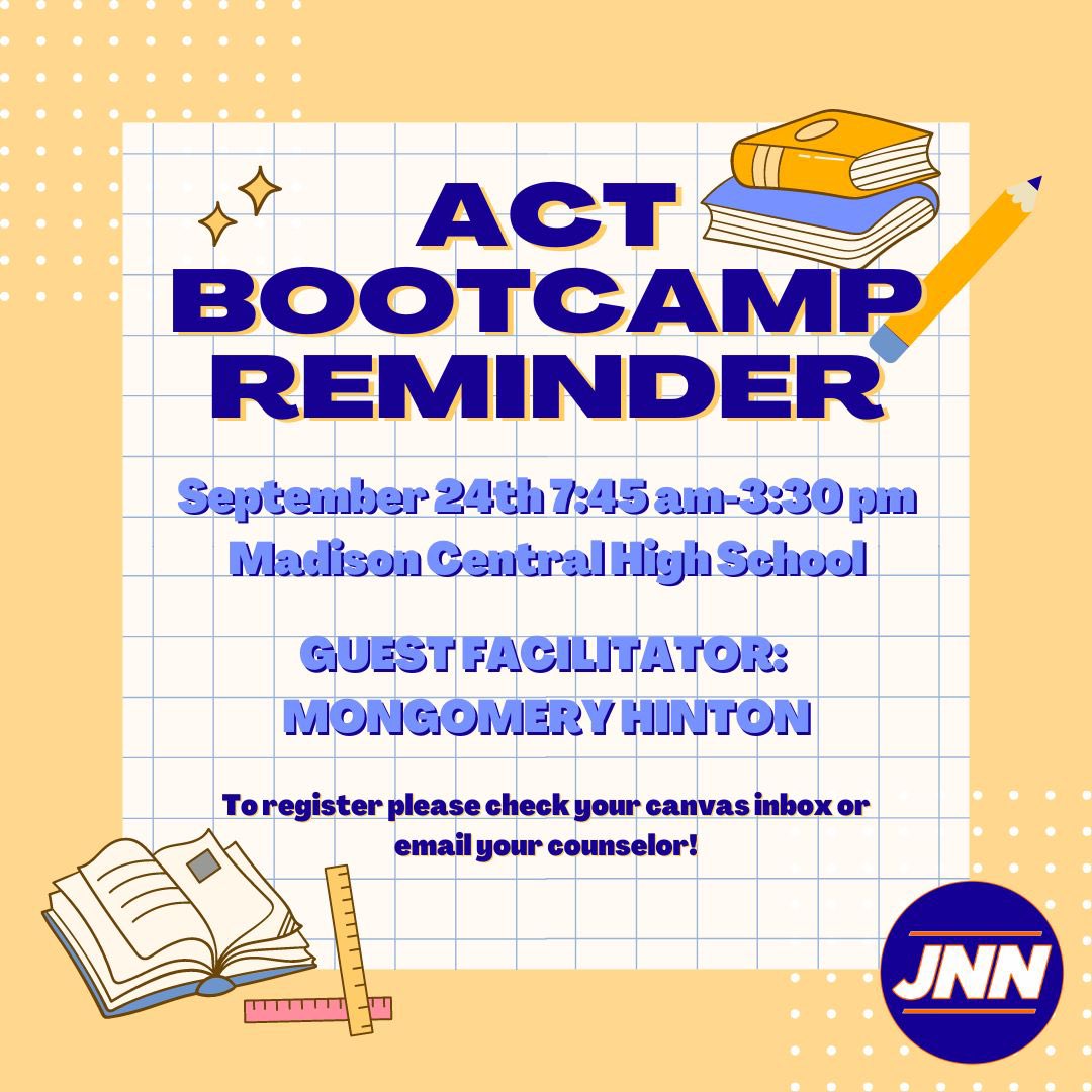 JaguarNewsNet's tweet photo. Don’t forget that the ACT Bootcamp is this Saturday! The deadline to sign up is WEDNESDAY @ 12:00 PM!! https://t.co/Hv27GbKsK4