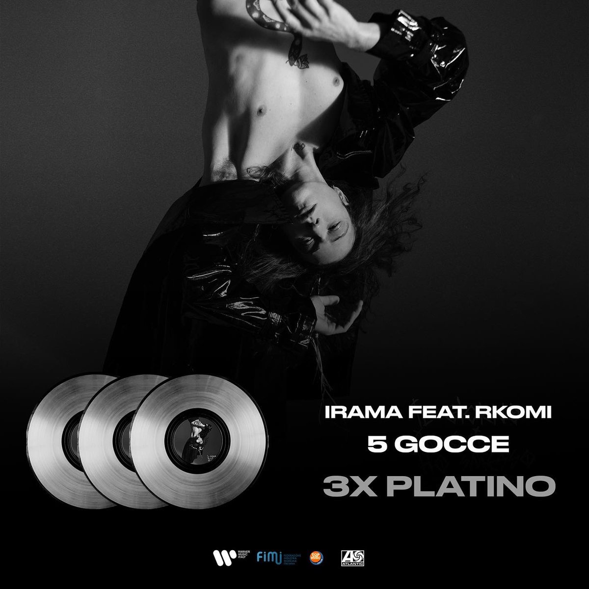 WARNERMUSICIT's tweet photo. È tempo dei #FimiAwards 💥
‘5 Gocce’ di @IRAMAPLUME feat. #Rkomi conquista il TRIPLO PLATINO 💿💿💿
Congratulazioni 👏🏼
@FIMI_IT 
#5Gocce https://t.co/Q1tV5MKfqZ