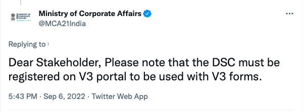 FCSJigarShah's tweet photo. Just not sure what has changed but we are able to upload few #DIR3KYC without registering DSC on V3 Portal
We were trying to register DSC, it was not happening, tried uploading form without DSC to see what errors are coming, got message that its uploaded.
#BugTester #CStwitter https://t.co/twLJ6SO77u