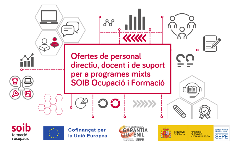 SOIBgoib's tweet photo. 📢@PalmaActiva cerca personal directiu, docent i de suport per a Programes Mixts #SOIBjove i #SOIB30 Formació i Ocupació.
🚨Termini inscripció fins al 25/09/2022‼
▶Info i inscripcions: https://t.co/SkoJ2ekEEt 
#SOIBjoveProgramesMixts #SOIB30ProgramesMixts #GarantiaJuvenil
➕👇 https://t.co/POI9av0URI
