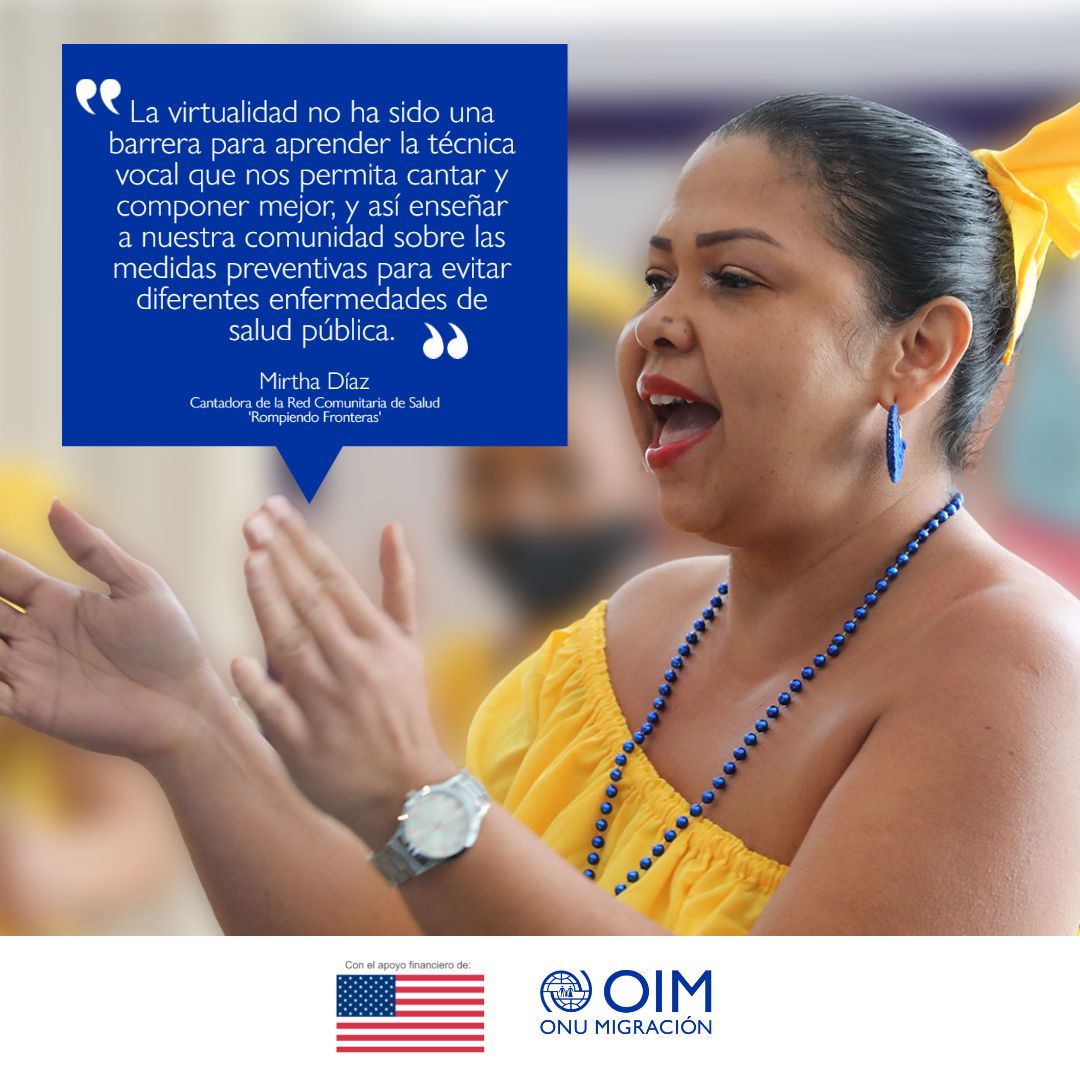 OIMColombia's tweet photo. Con la estrategia #ComponerParaCuidar fortalecemos las capacidades de lideresas de la #RedComunitariaDeSalud 'Rompiendo Fronteras' de Cartagena para que a través del canto, transmitan mensajes clave de prevención de enfermedad y promoción de la salud. 
@StatePRM  
#GIFMMContigo https://t.co/IAnspJ3o1Z