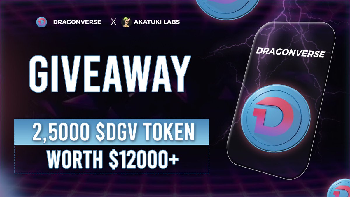 ⚔️ Partnership With @DragonverseP2E

🎟️ Giveaway -
🎁 Total Pool 25,000 DGV Tokens Total Worth ($12,000+)

To Enter - 
1⃣ Follow <a href="/AkatsukiLabs/">Akatsuki Labs</a> &amp; @DragonverseP2E
2⃣ ❤️,RT &amp; Tag 3 friends
3️⃣ Finish Gleam Task 👉 wn.nr/ZyJkrS

⏰ 26 Sep
#Airdrop #NFTGiveaway #NFTs